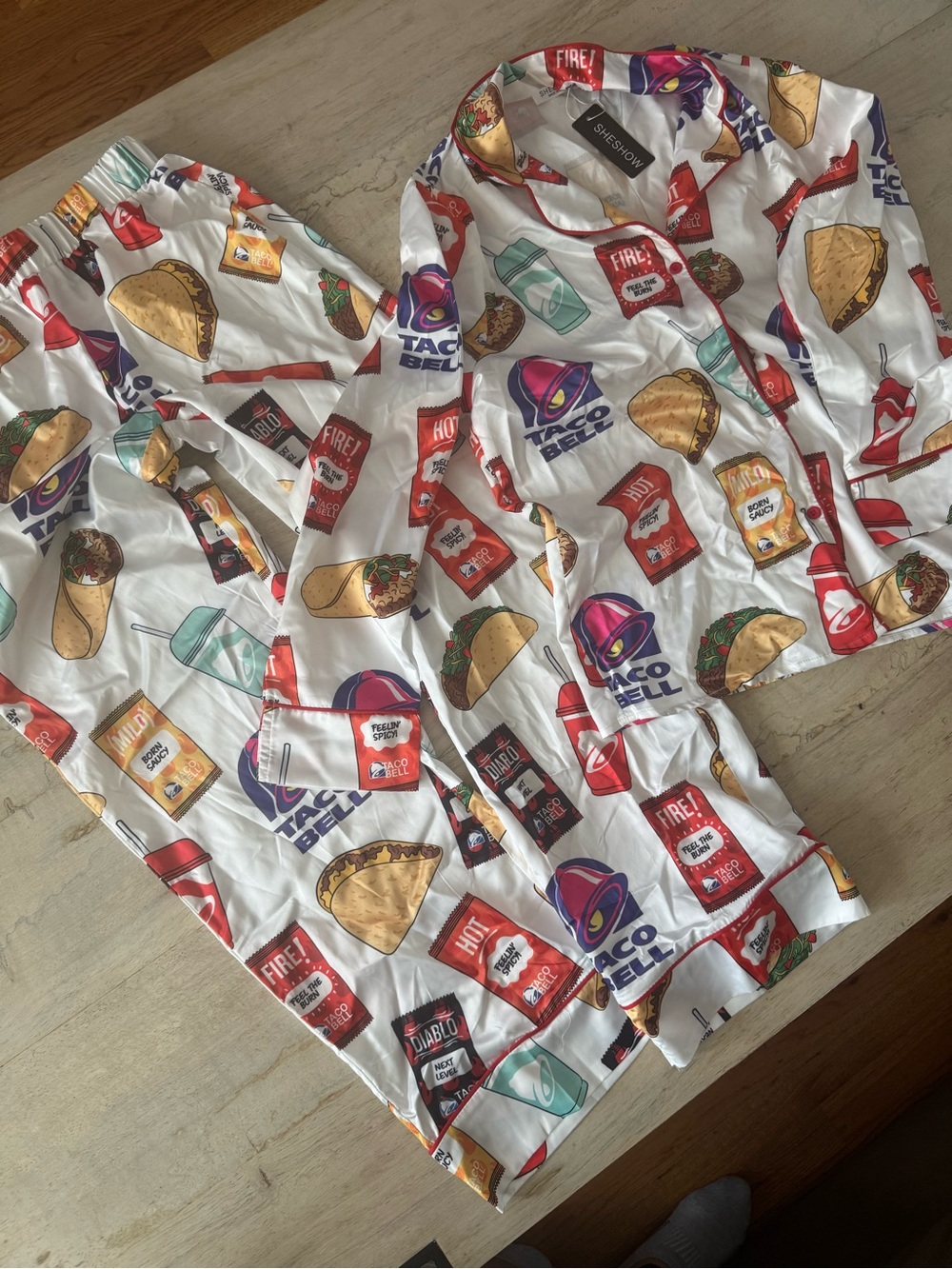 Taco Bell White Novelty Pajama Set
